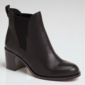Sam Edelman Black Leather Chelsea Boots Block Heel Ankle Booties Size 9